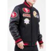 San Francisco 49ers Mashup Black Wool Varsity Jacket - Image 3