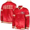Men’s 49ers Starter Scarlet Midfield Satin Full-snap Varsity Jacket - Image 2