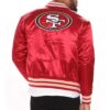 San Francisco 49ers Scarlet Red Satin Varsity Jacket - Image 2